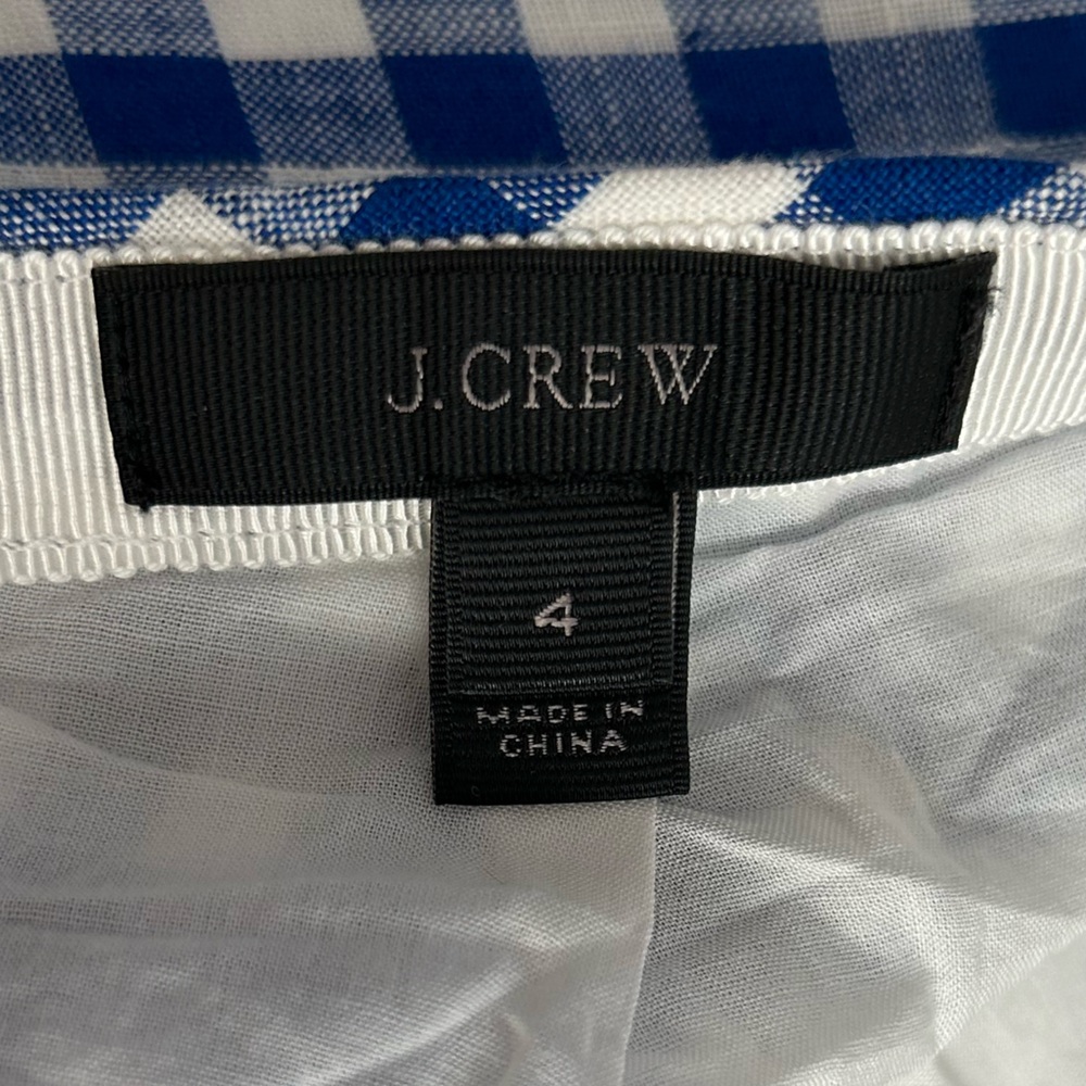 J Crew Blue & White Gingham Linen Skater Skirt - Picture 9 of 11